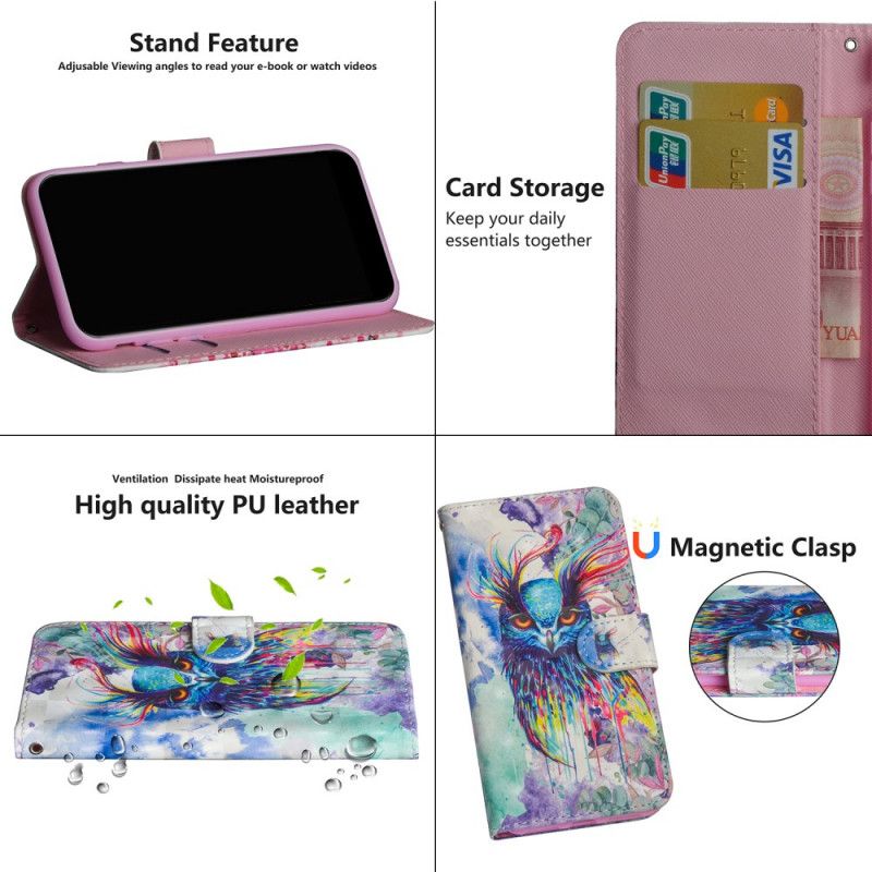 Flip Case Leren Oppo Find X2 Lite Aquarel Vogel