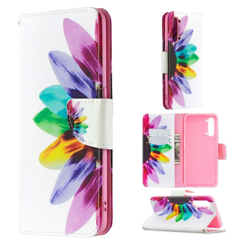 Leren Hoesje voor Oppo Find X2 Lite Aquarelbloem