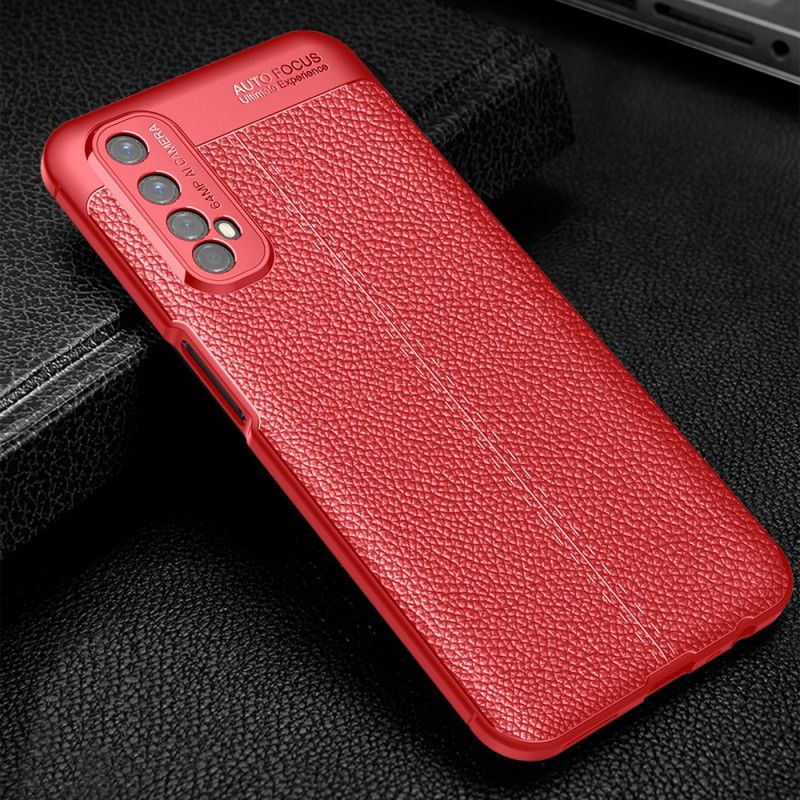 Hoesje Realme 7 Rood Zwart Dubbellijns Lychee Leereffect