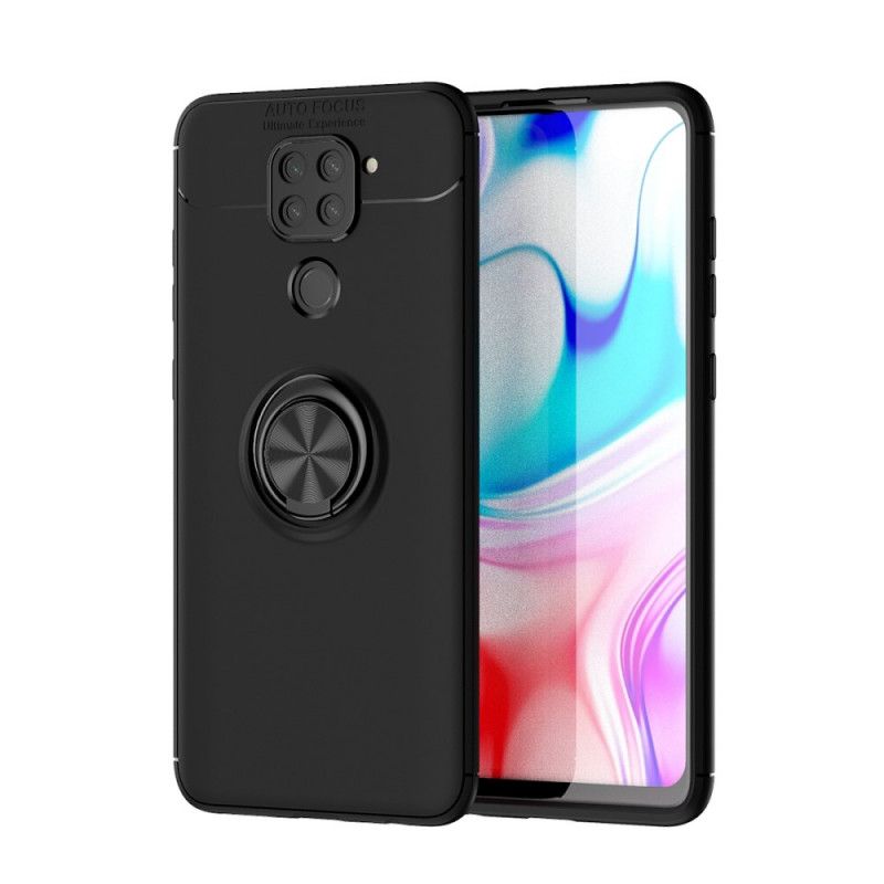 Cover Hoesje Xiaomi Redmi Note 9 Rood Zwart Telefoonhoesje Roterende Ring