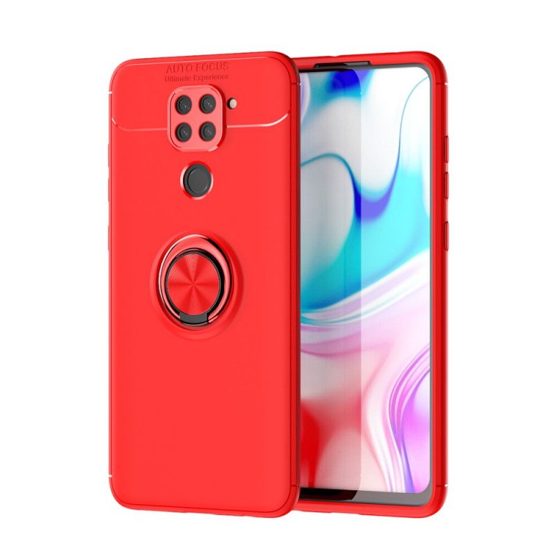 Cover Hoesje Xiaomi Redmi Note 9 Rood Zwart Telefoonhoesje Roterende Ring