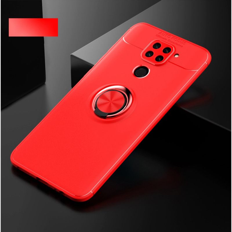 Cover Hoesje Xiaomi Redmi Note 9 Rood Zwart Telefoonhoesje Roterende Ring