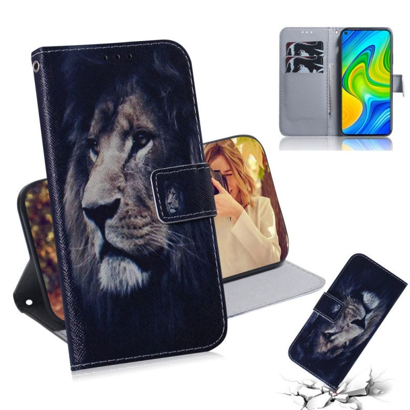 Flip Case Leren Xiaomi Redmi Note 9 Dromende Leeuw