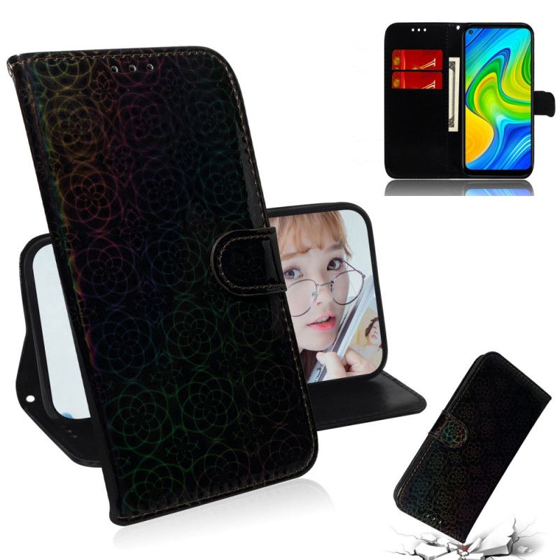 Flip Case Leren Xiaomi Redmi Note 9 Grijs Zwart Pure Kleur