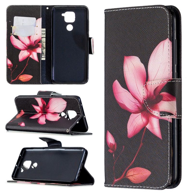 Flip Case Leren Xiaomi Redmi Note 9 Roze Bloem