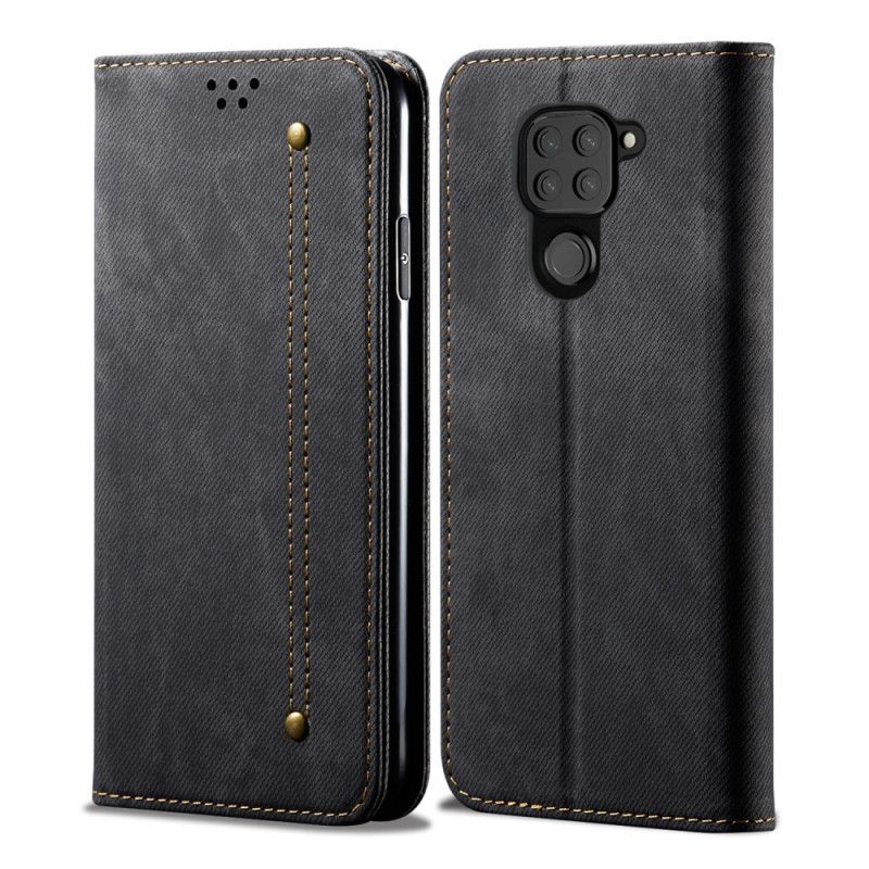 Folio-hoesje Xiaomi Redmi Note 9 Donkerblauw Zwart Telefoonhoesje Jeansstof