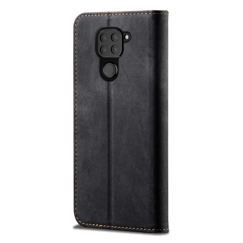 Folio-hoesje Xiaomi Redmi Note 9 Donkerblauw Zwart Telefoonhoesje Jeansstof