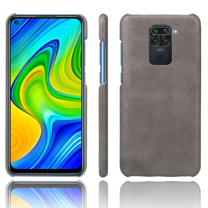 Hoesje voor Xiaomi Redmi Note 9 Grijs Zwart Ksq Leereffect