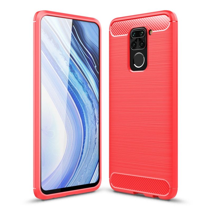 Hoesje voor Xiaomi Redmi Note 9 Rood Zwart Geborsteld Koolstofvezel