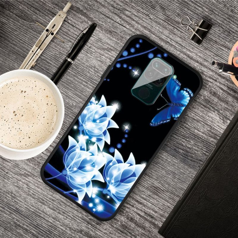 Hoesje voor Xiaomi Redmi Note 9 Vlinder En Blauwe Bloemen