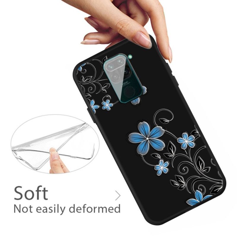 Hoesje Xiaomi Redmi Note 9 Blauwe Bloemen