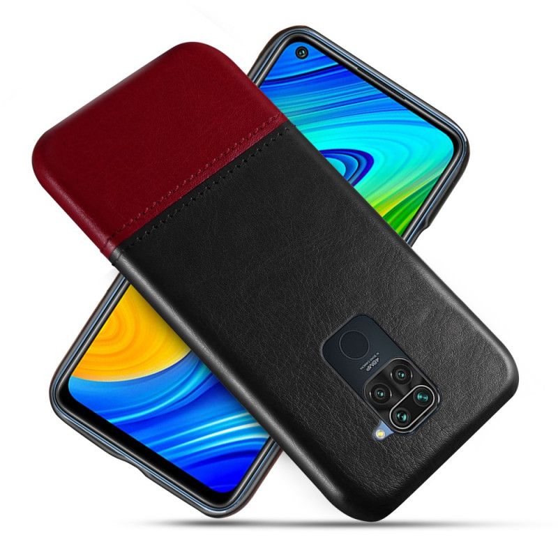 Hoesje Xiaomi Redmi Note 9 Rood Zwart Ksq Tweekleurig Leereffect