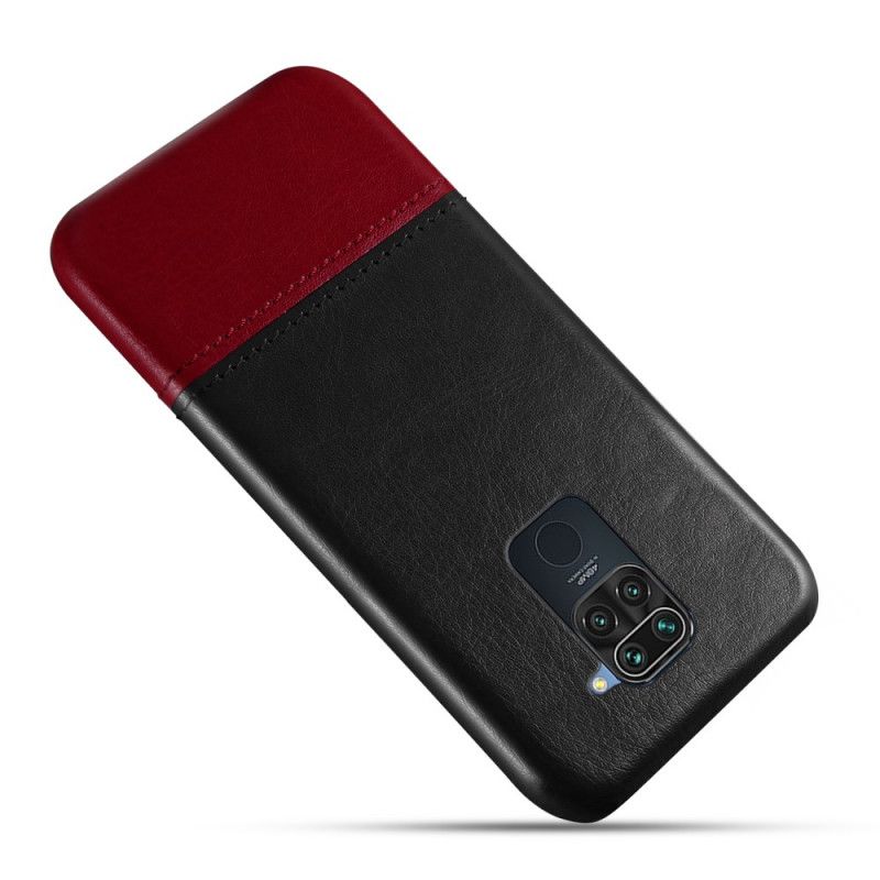 Hoesje Xiaomi Redmi Note 9 Rood Zwart Ksq Tweekleurig Leereffect