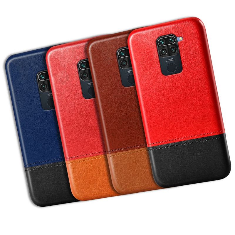 Hoesje Xiaomi Redmi Note 9 Rood Zwart Ksq Tweekleurig Leereffect