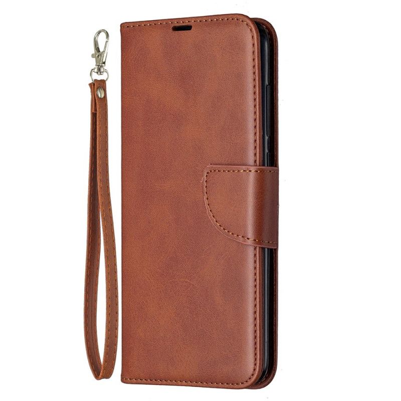 Leren Hoesje voor Xiaomi Redmi Note 9 Grijs Zwart Gladde Schuine Flap