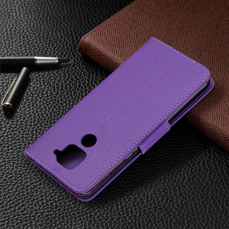 Leren Hoesje voor Xiaomi Redmi Note 9 Grijs Zwart Lychee Schuine Flap