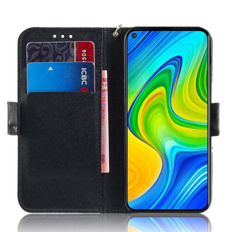 Leren Hoesje voor Xiaomi Redmi Note 9 Grijze Kat Met String