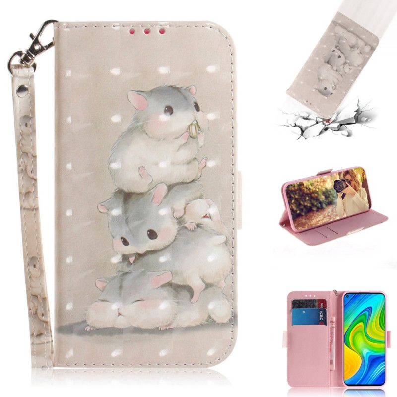 Leren Hoesje voor Xiaomi Redmi Note 9 String Hamsters