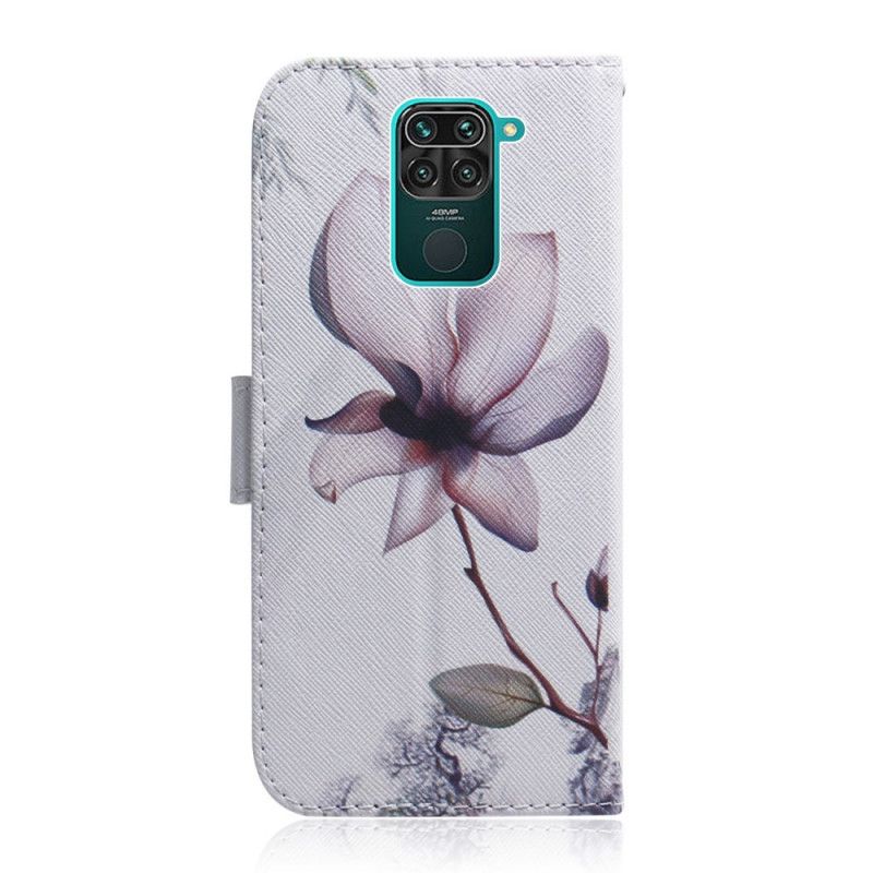 Leren Hoesje Xiaomi Redmi Note 9 Oud Roze Bloem