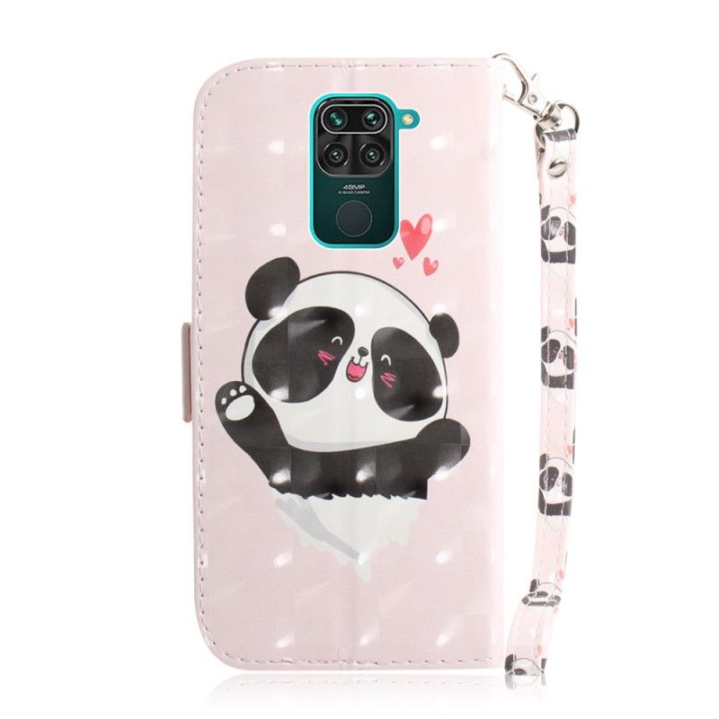 Leren Hoesje Xiaomi Redmi Note 9 Panda Love Met String