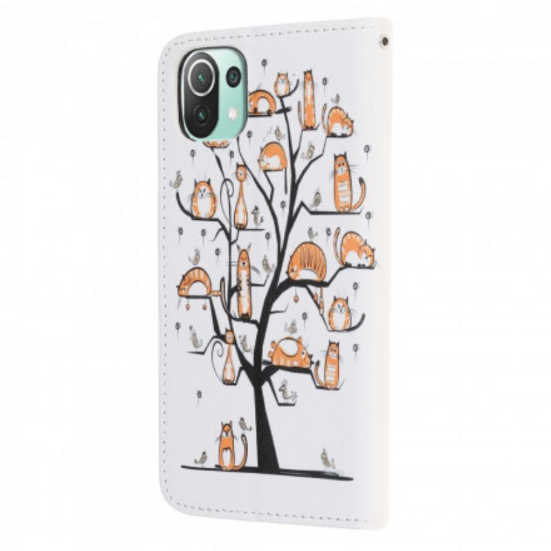 Bescherming Hoesje Xiaomi Mi 11 Lite 5g Ne / Mi 11 Lite 4g / 5g Funky Cats Strappy