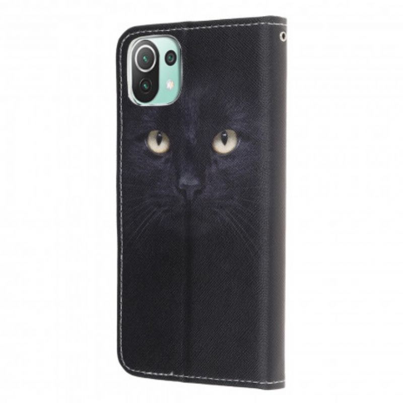 Leren Hoesje Xiaomi Mi 11 Lite 5g Ne / Mi 11 Lite 4g / 5g Zwarte Kattenogen Bescherming Hoesje