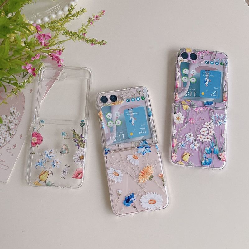 Hoesje Samsung Galaxy Z Flip 5 Transparante Fleurettes