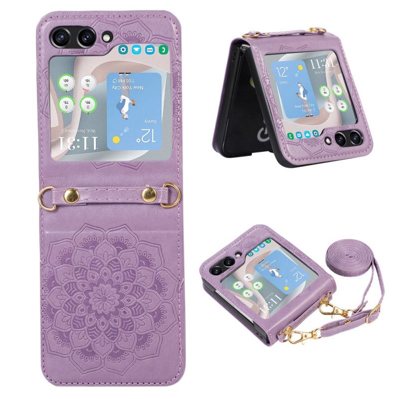 Hoesje Voor Samsung Galaxy Z Flip 5 Mandala Met Schouderband