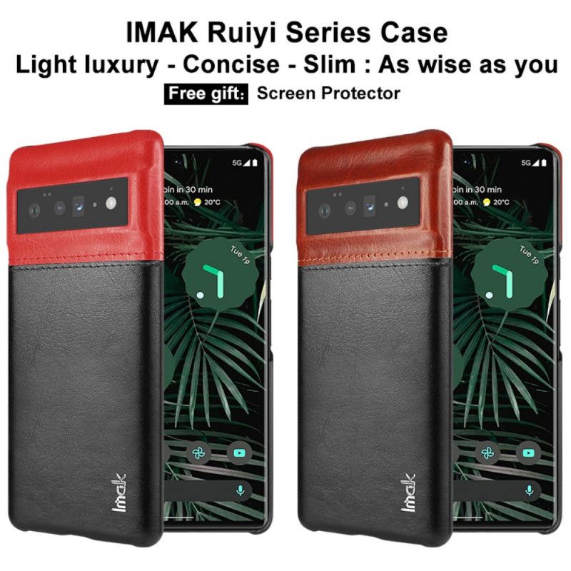 Case Hoesje Google Pixel 6 Pro Telefoonhoesje Imak Ruiyi-serie Leereffect