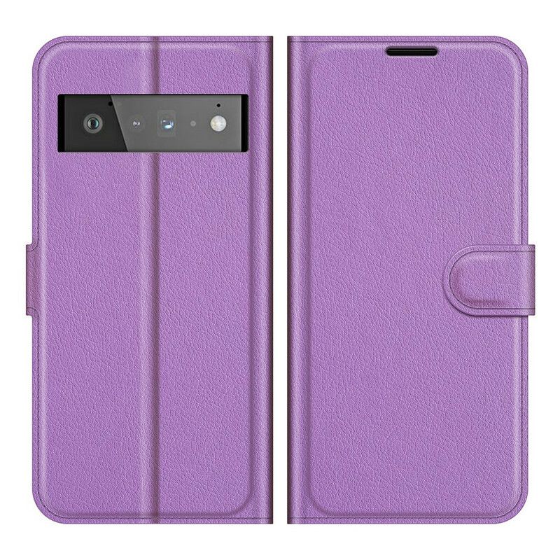 Flip Case Leren Google Pixel 6 Pro Klassiek Litchi Kunstleer