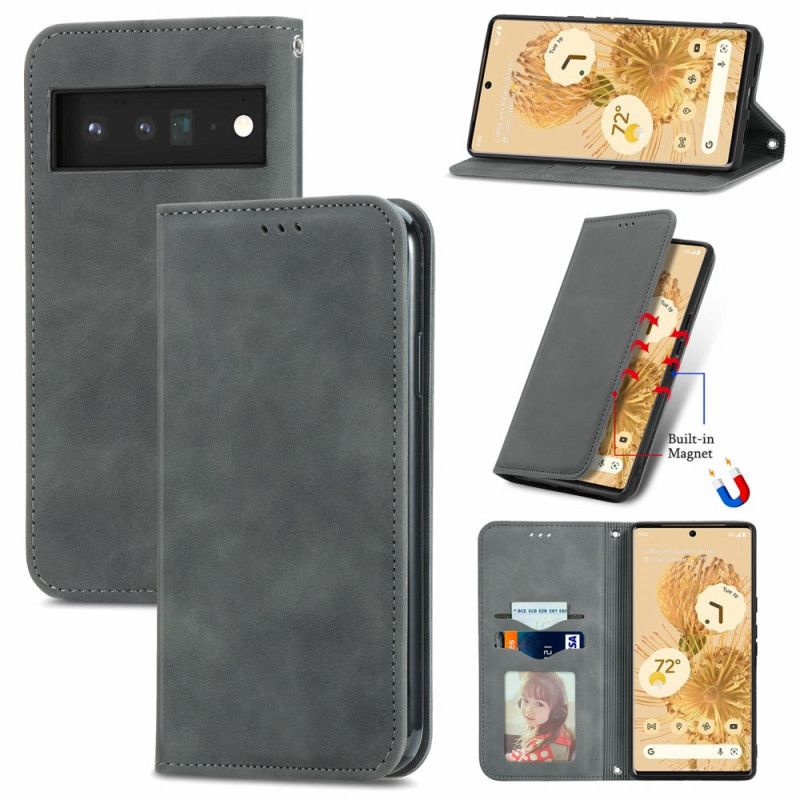 Folio-hoesje Google Pixel 6 Pro Skin-touch Vintage Design Bescherming Hoesje