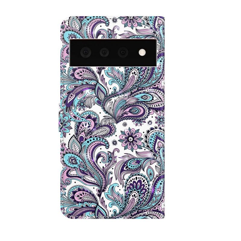 Leren Hoesje Google Pixel 6 Pro Bloemenpatronen Bescherming Hoesje