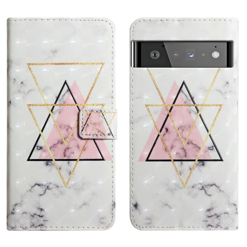 Leren Hoesje Google Pixel 6 Pro Glitterdriehoek Bescherming Hoesje