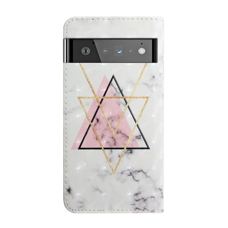 Leren Hoesje Google Pixel 6 Pro Glitterdriehoek Bescherming Hoesje