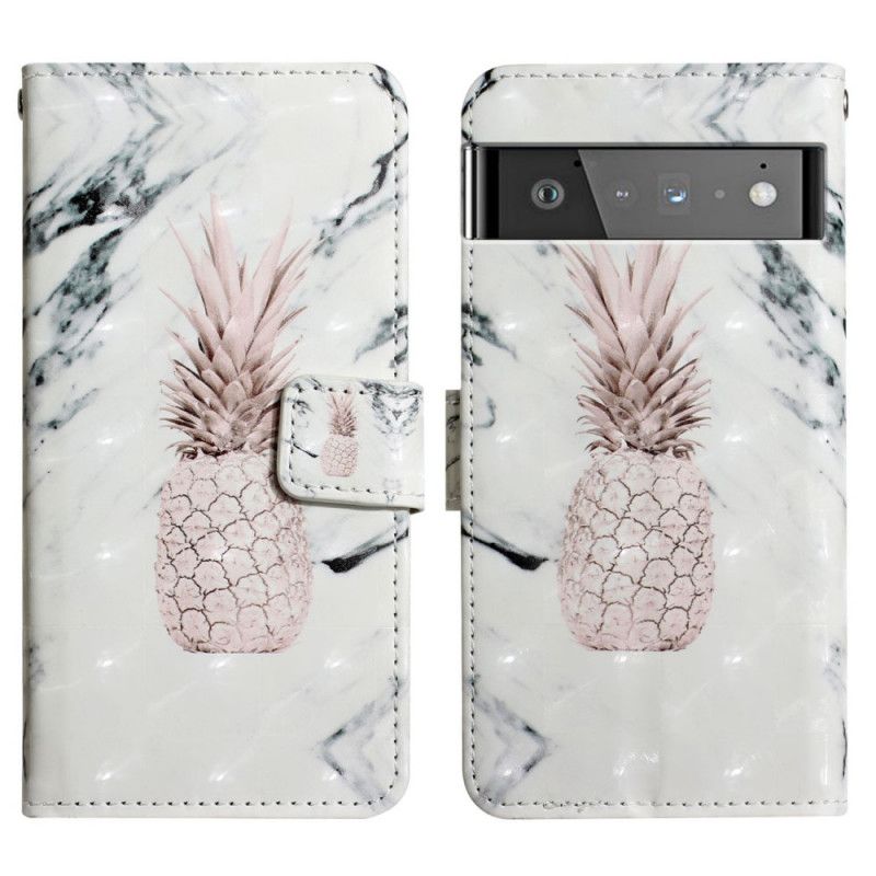 Leren Hoesje Google Pixel 6 Pro Lichtvlek Ananas Bescherming Hoesje