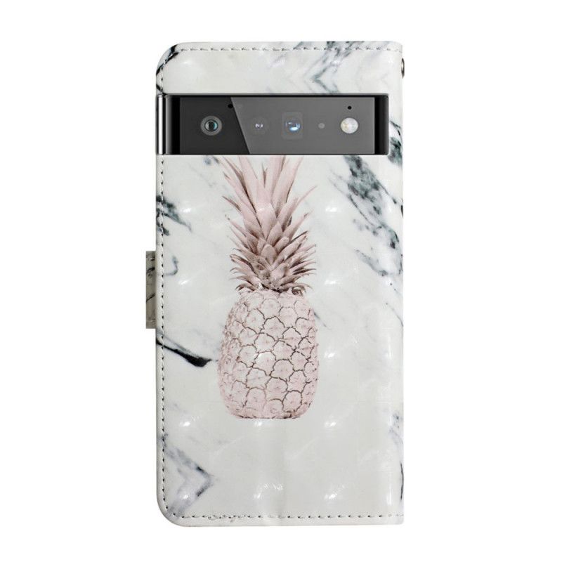 Leren Hoesje Google Pixel 6 Pro Lichtvlek Ananas Bescherming Hoesje