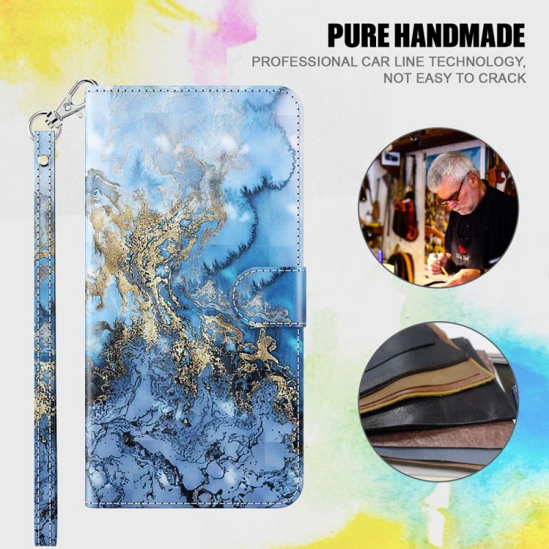 Leren Hoesje Google Pixel 6 Pro Lichtvlek Marmer Ontwerp Met Lanyard Bescherming Hoesje