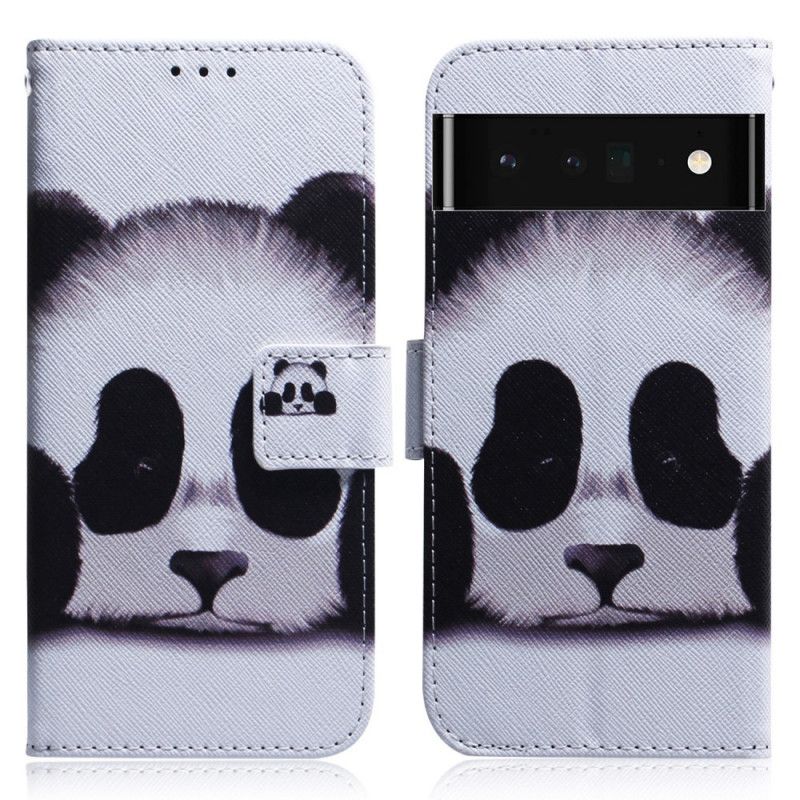 Leren Hoesje Google Pixel 6 Pro Panda Gezicht Bescherming Hoesje