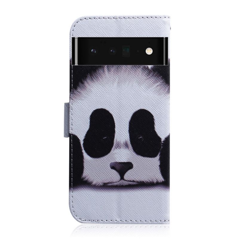 Leren Hoesje Google Pixel 6 Pro Panda Gezicht Bescherming Hoesje