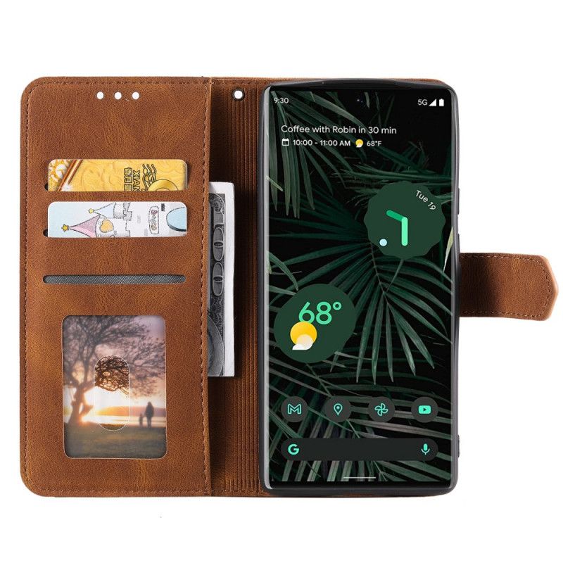 Leren Hoesje Voor Google Pixel 6 Pro Skin-touch Naden