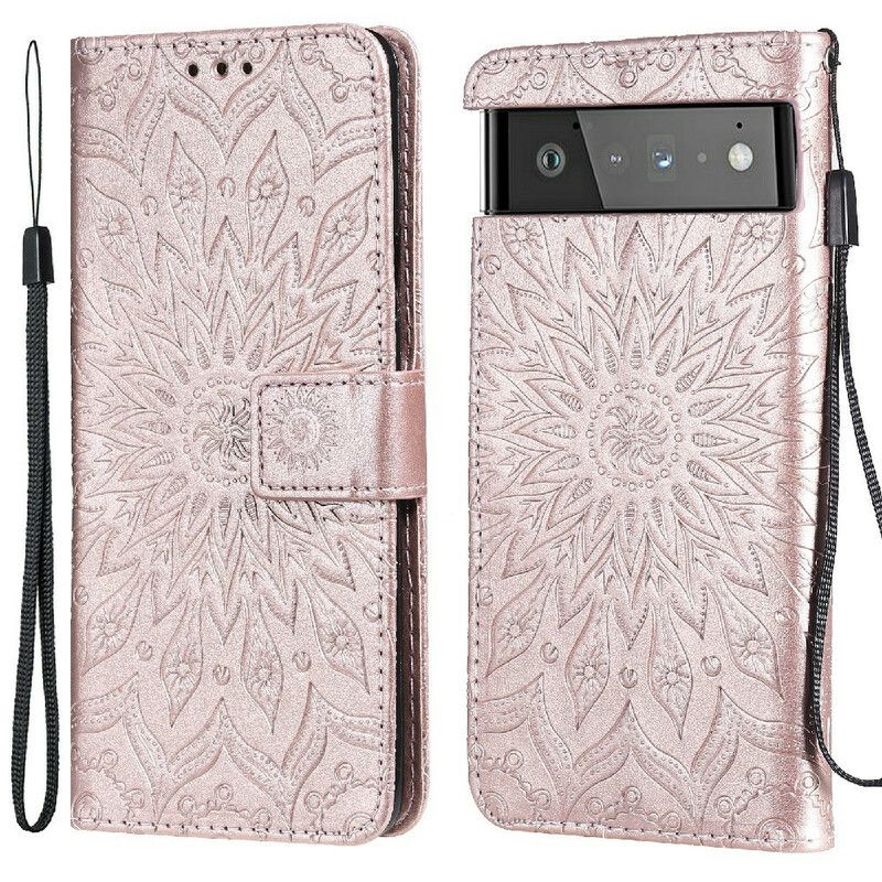 Leren Hoesje Voor Google Pixel 6 Pro Zonnebloem