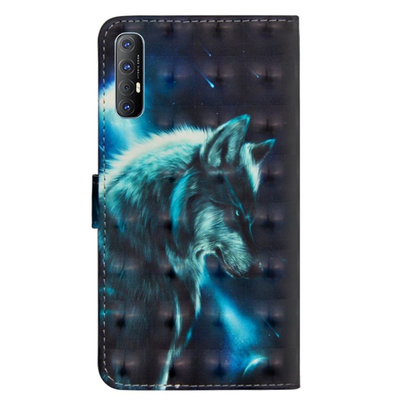 Leren Hoesje Oppo Find X2 Neo Majestueuze Wolf