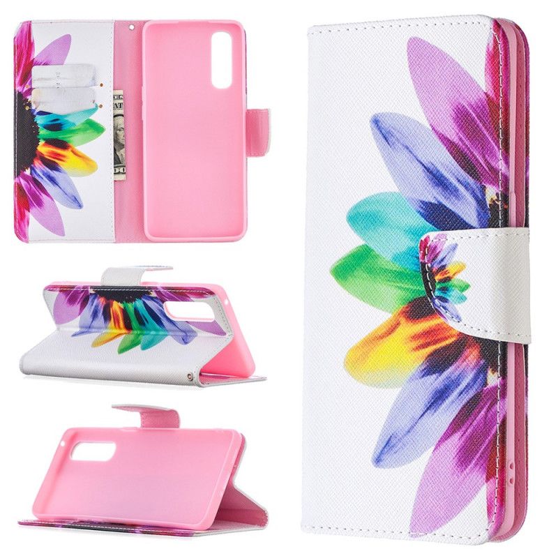 Leren Hoesje voor Oppo Find X2 Neo Aquarelbloem