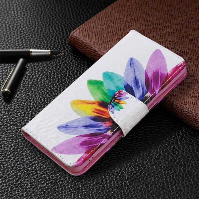 Leren Hoesje voor Oppo Find X2 Neo Aquarelbloem