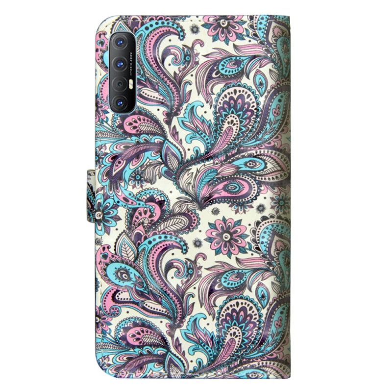 Leren Hoesje voor Oppo Find X2 Neo Bloemen Met Een Patroon