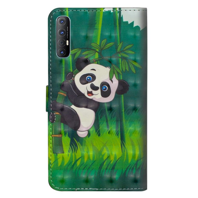 Leren Hoesje voor Oppo Find X2 Neo Panda En Bamboe