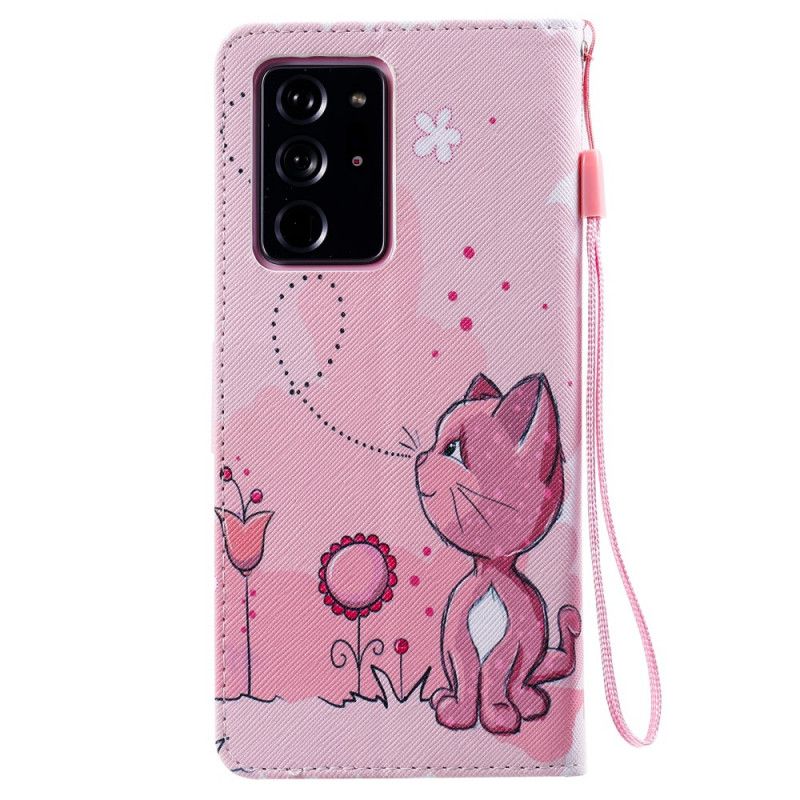 Bescherming Hoesje Samsung Galaxy Note 20 Ultra Telefoonhoesje Baby Roze Kat