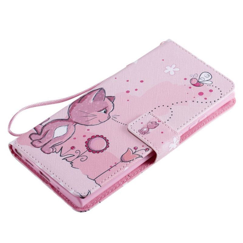 Bescherming Hoesje Samsung Galaxy Note 20 Ultra Telefoonhoesje Baby Roze Kat