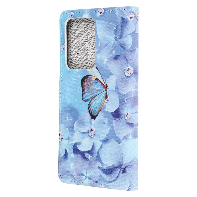 Bescherming Hoesje Samsung Galaxy Note 20 Ultra Telefoonhoesje Diamanten Vlinders Met String