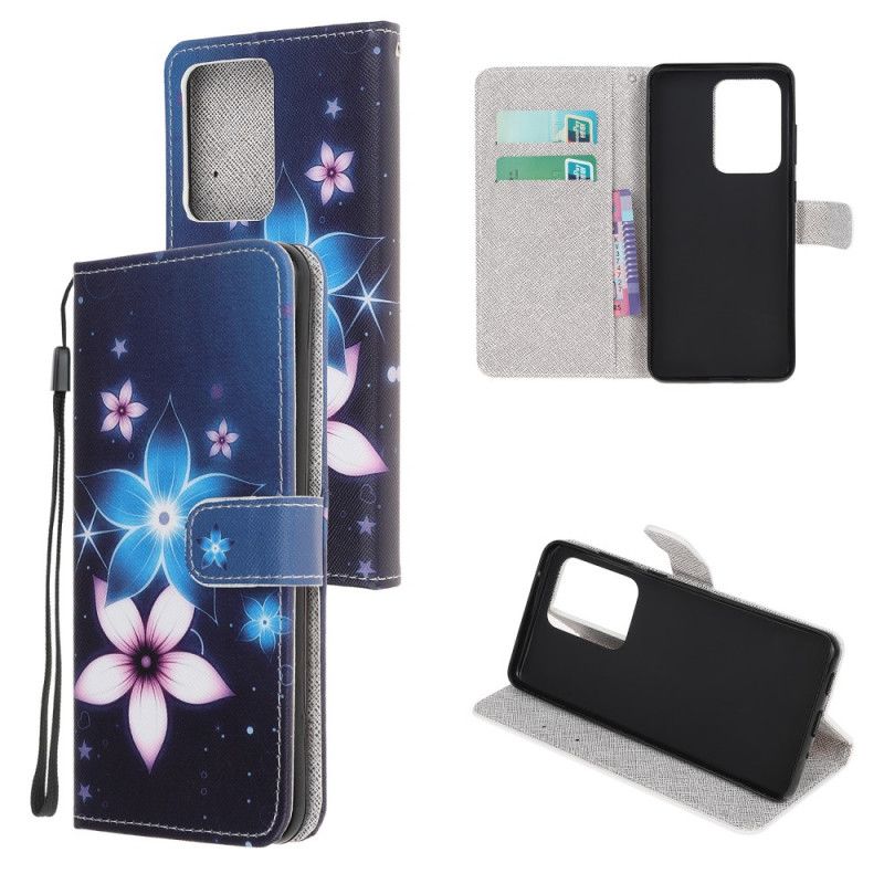 Bescherming Hoesje Samsung Galaxy Note 20 Ultra Telefoonhoesje Maanbloemen Met String